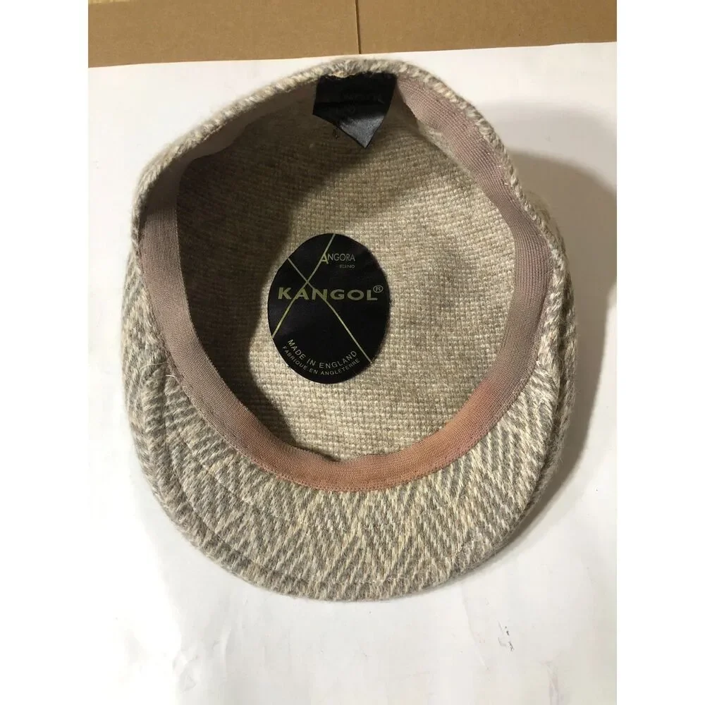 Vtg 90s Kangol Galway Wicker Flat Cap Ivy Driving Hat Wool Angora Eclectic Sz XL